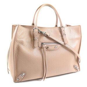 Balenciaga Paper Handbag Leather Rose Pink des Sables Beige